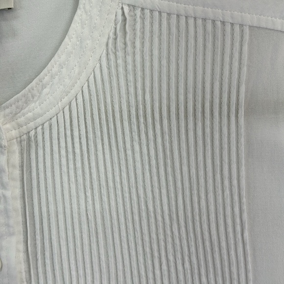 Sundance Pintuck Blouse Size M White Rayon Full Elbow Sleeves Button Front EUC - Picture 6 of 12